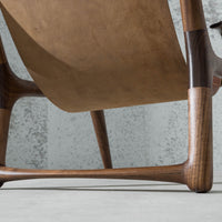 Currently Available - The Sling Chair Walnut/Brown Leather