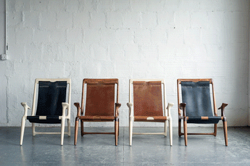 Currently Available - The Sling Chair Walnut/Brown Leather